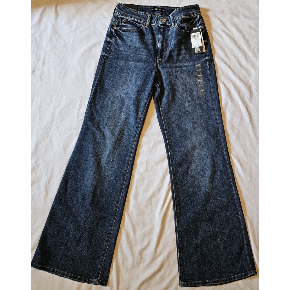 NWT Guess Women's Classic Faye High Rise Flare Jeans Blue Fog Wash 26x30
